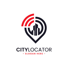 City locator logo design template. Creative gps map point location symbol concept.