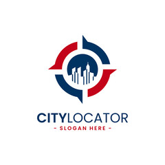 City locator logo design template. Creative gps map point location symbol concept.