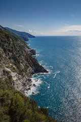 Fototapeta premium Beautiful seascape . View from the way to Vernazza village in Cinque Terre on the Italian Riviera