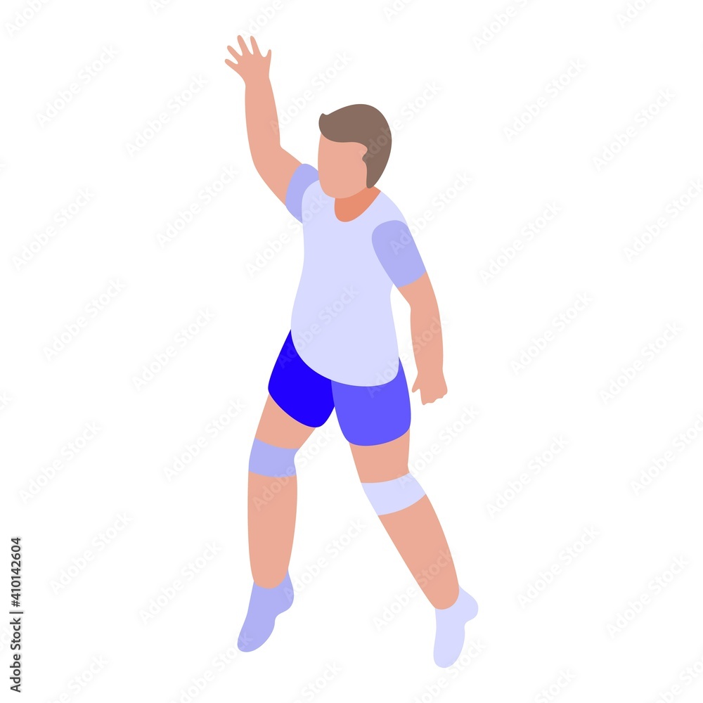 Poster volleyball player icon. isometric of volleyball player vector icon for web design isolated on white 