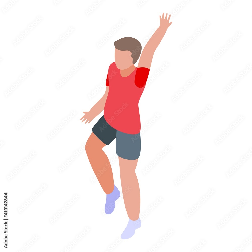 Poster volleyball player attack icon. isometric of volleyball player attack vector icon for web design isol