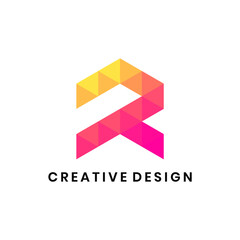 Modern geometric letter R polygonal logo