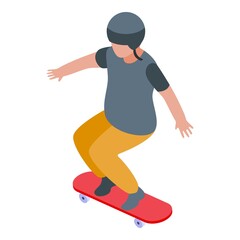 Protected boy skateboard icon. Isometric of protected boy skateboard vector icon for web design isolated on white background