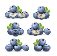 blueberries on white background