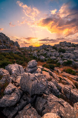 Beautiful sunset with rocky landscape