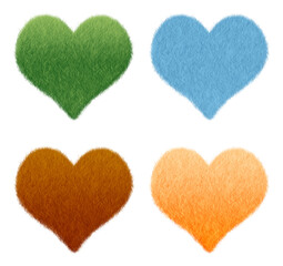 かわいいハート形のファー　色違いのアイコンセット