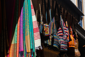 Scarfs and Bags in Moroccan Style, Essaouira, Morocco