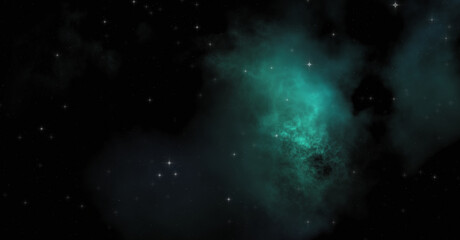 Obraz premium Star field in galaxy space with colorful nebula. Sci fi background of deep space. Ethereal wallpaper.