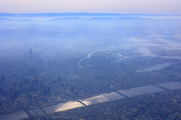 Fototapeta na wymiar 本州　上空　日本