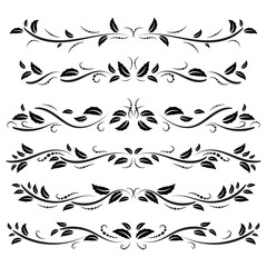 Fashion dividers. Underlines and text separators. Vector collection. Isolated vector set of borders for text, invitations, cards, books, menus. Design element.
