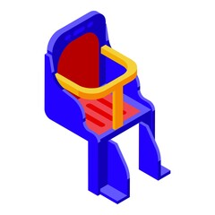 Textile child seat bike icon. Isometric of textile child seat bike vector icon for web design isolated on white background