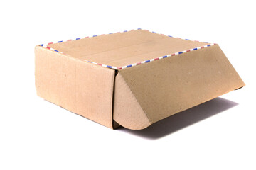 Small cardboard box isolated on white background.