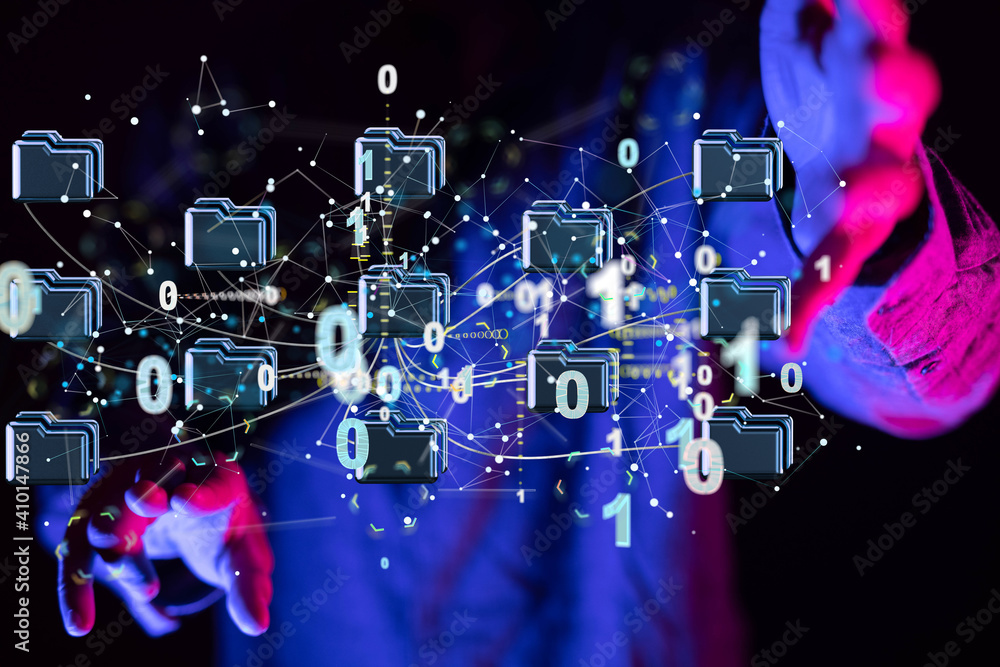 Poster internet infrastructure concept. abstract technology background. 3d rendering.