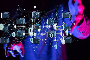 Obraz premium Internet infrastructure concept. Abstract technology background. 3D rendering.