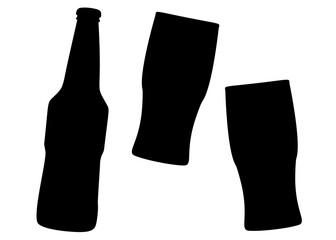Beer and glasses in the set. Vector image.