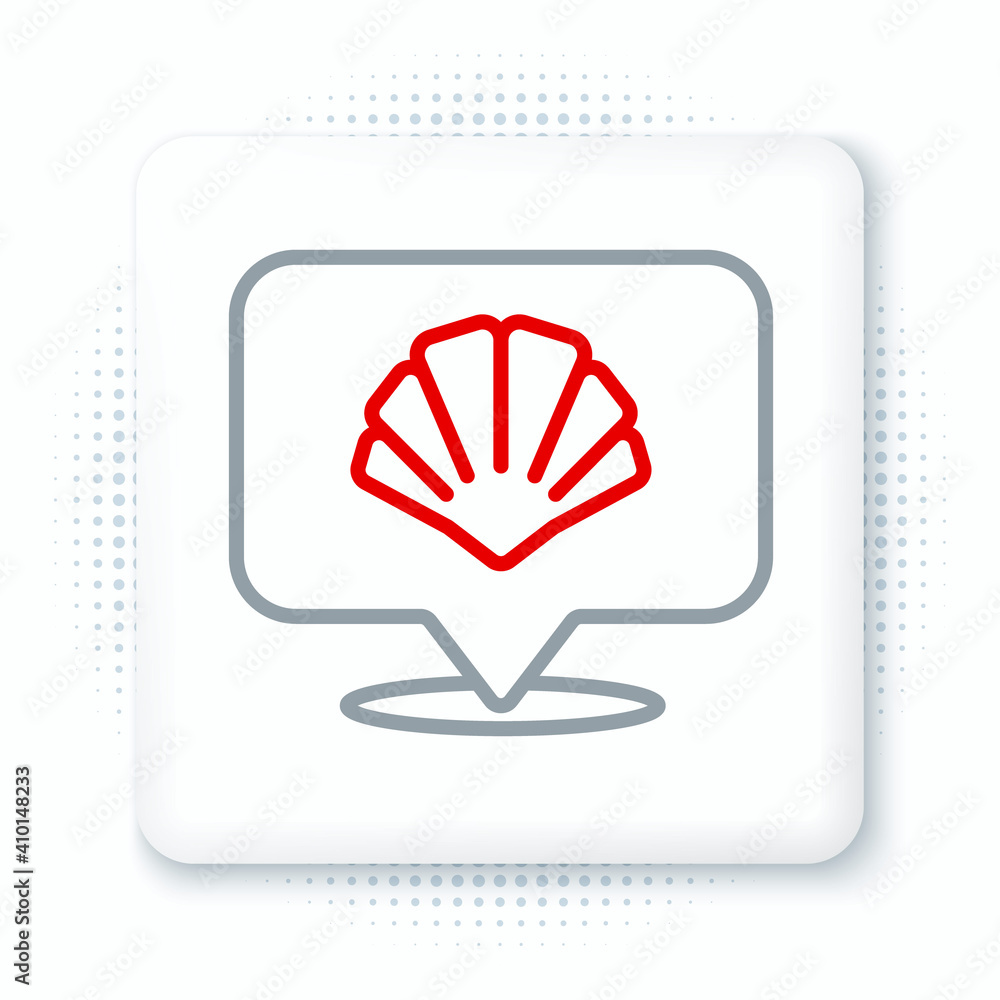 Poster line scallop sea shell icon isolated on white background. seashell sign. colorful outline concept. v