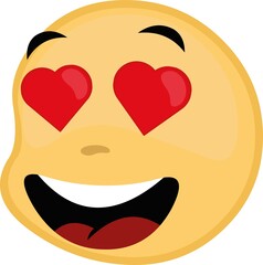 Vector illustration of emoticon with eyes of love