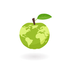 Green apple world map concept vector illustration