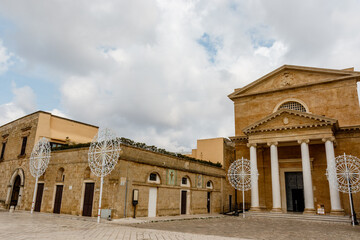 Fototapeta premium Exterior of the Ugento cathedral in Ugento, Salento, Apulia, Italy, Europe