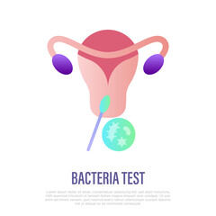 Bacteria test for uterine flat gradient icon. Gynecology. Diagnostics of infection. Vector illustration.