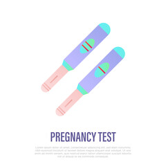 Pregnancy test flat gradient icon. Positive and negative. Gynecology. Urine stick. Vector illustration.