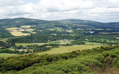 Fototapeta premium Landscapes of Ireland. View from the foot of the Great Sugar Loaf Mountain.