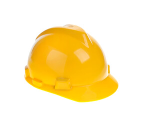 Yellow constructional helmet isolated on white background