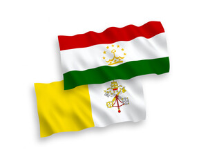 Flags of Vatican and Tajikistan on a white background