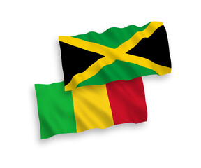 Flags of Jamaica and Mali on a white background