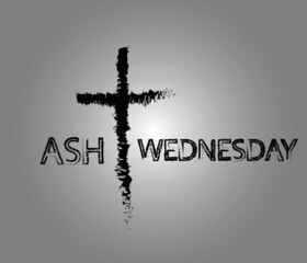 vector illustration background for ash Wednesday with cross and text 