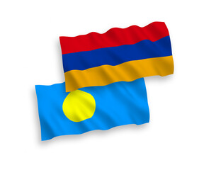 Flags of Palau and Armenia on a white background