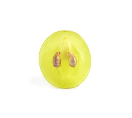 Half of delicious ripe green grape isolated on white