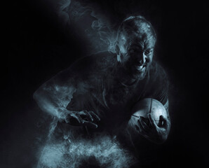 Ghost concept. Rugby player in action