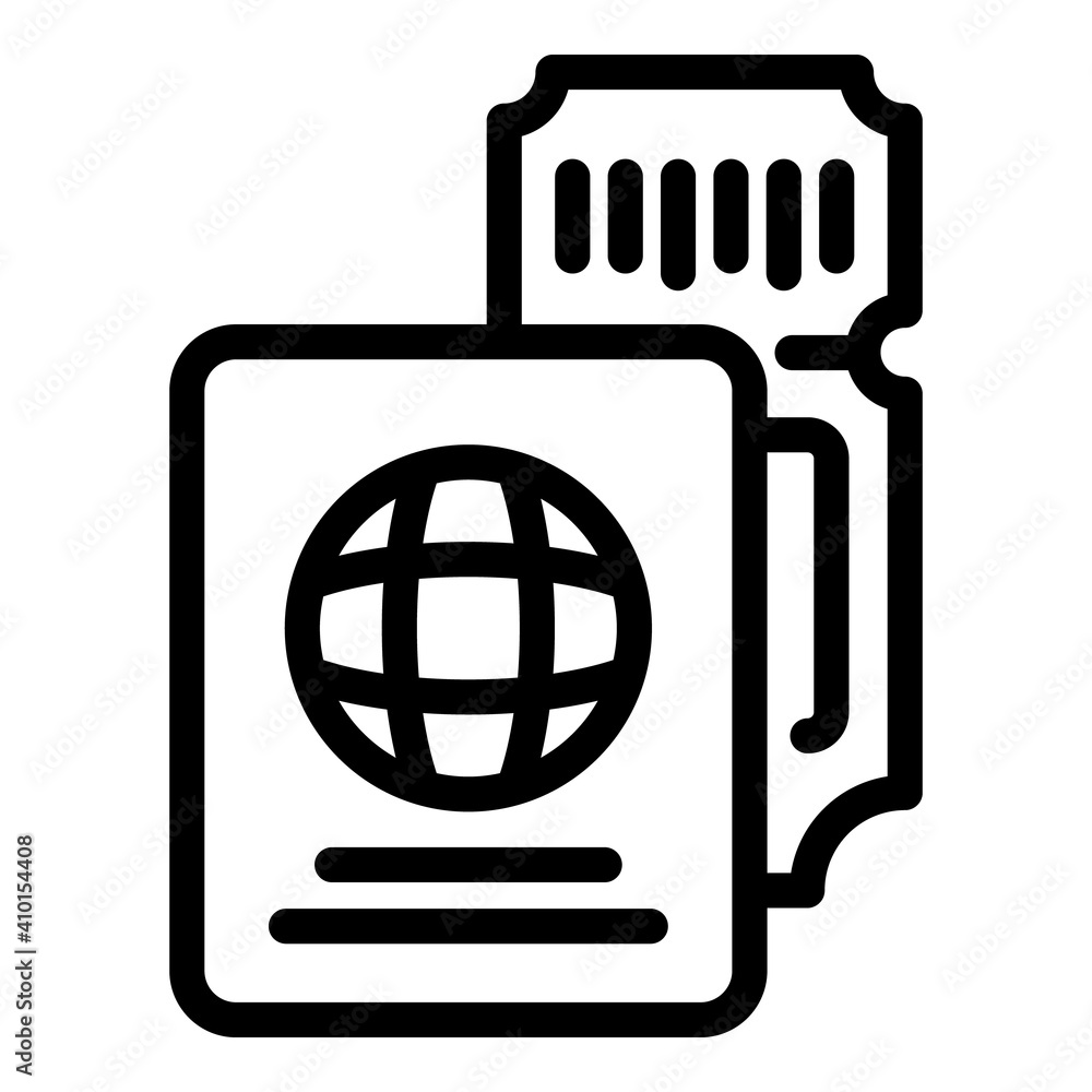 Poster passport and ticket icon. outline passport and ticket vector icon for web design isolated on white b