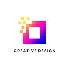 Square digital pixel logo design