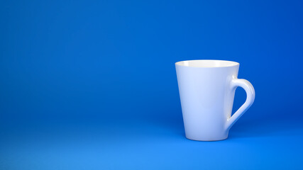 3d illustration. White coffee mug made of ceramic material. Cup