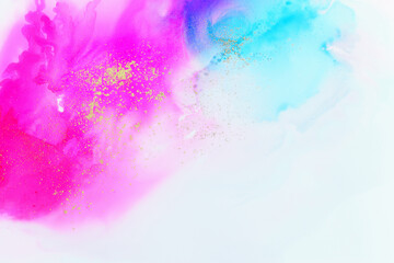 Fototapeta na wymiar art photography of abstract fluid art painting with alcohol ink, blue, pink and gold colors