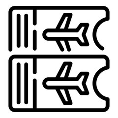 Boarding plane tickets icon. Outline boarding plane tickets vector icon for web design isolated on white background