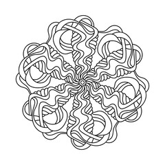 Modern Mandala. Coloring Book. Interweaving of ribbons . Hand drawn vector illustrations