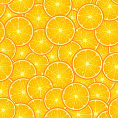 Citrus yellow round sliced. Nature summer surface texture design seamless pattern background. Vector illustration bright fresh orange or lemon fruit wallpaper - 410155072