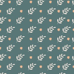 Floral seamless pattern with hand drawn leaves and stains. Abstract contemporary trendy vector illustration for poster, card, print, banner, textile.