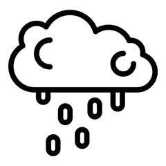 Rainy cloud icon. Outline rainy cloud vector icon for web design isolated on white background