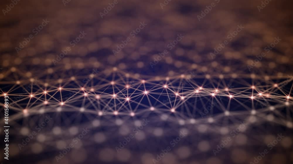 Poster abstract slow motion animation of polygonal space low poly dark background with connecting dots and 
