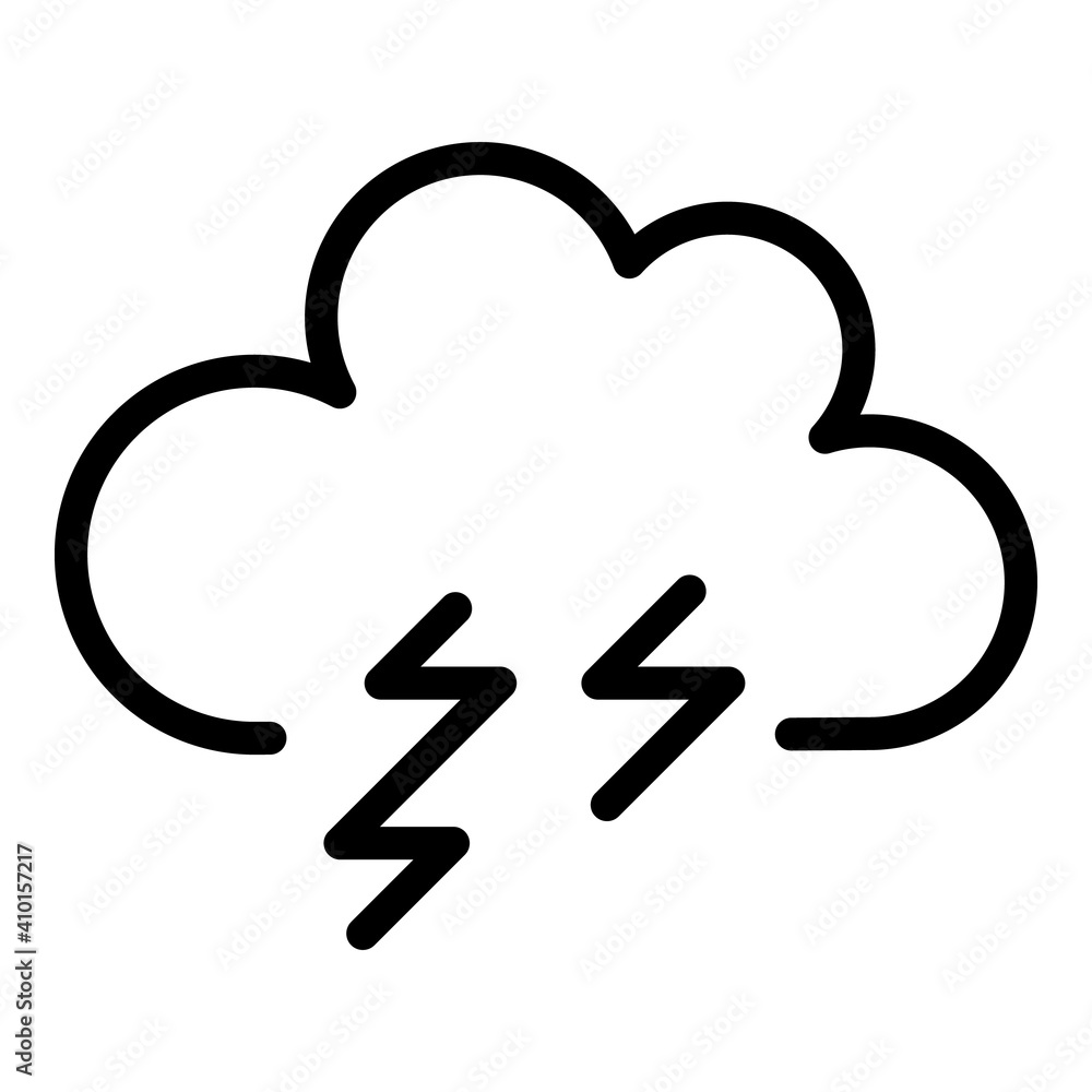 Poster thundercloud icon. outline thundercloud vector icon for web design isolated on white background