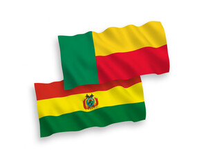 Flags of Bolivia and Benin on a white background