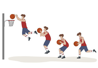 Basketball player in uniform with ball isolated on white background. Vector illustration