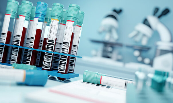 Medical Research Laboratory With Blood Samples