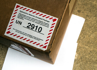The UN number label for Radioative material, Excepted package