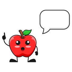 vector illustration of cute apple fruit with blank ballon word. cute apple fruit Concept White Isolated. Flat Cartoon Style Suitable for Landing Page, Banner, Flyer, Sticker.