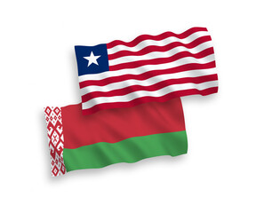 Flags of Liberia and Belarus on a white background